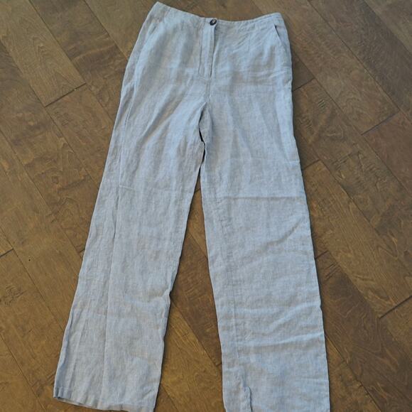 Boden Eldon Linen Wide Leg Trouser Pants Grey Womens Size 6L - Picture 2 of 7